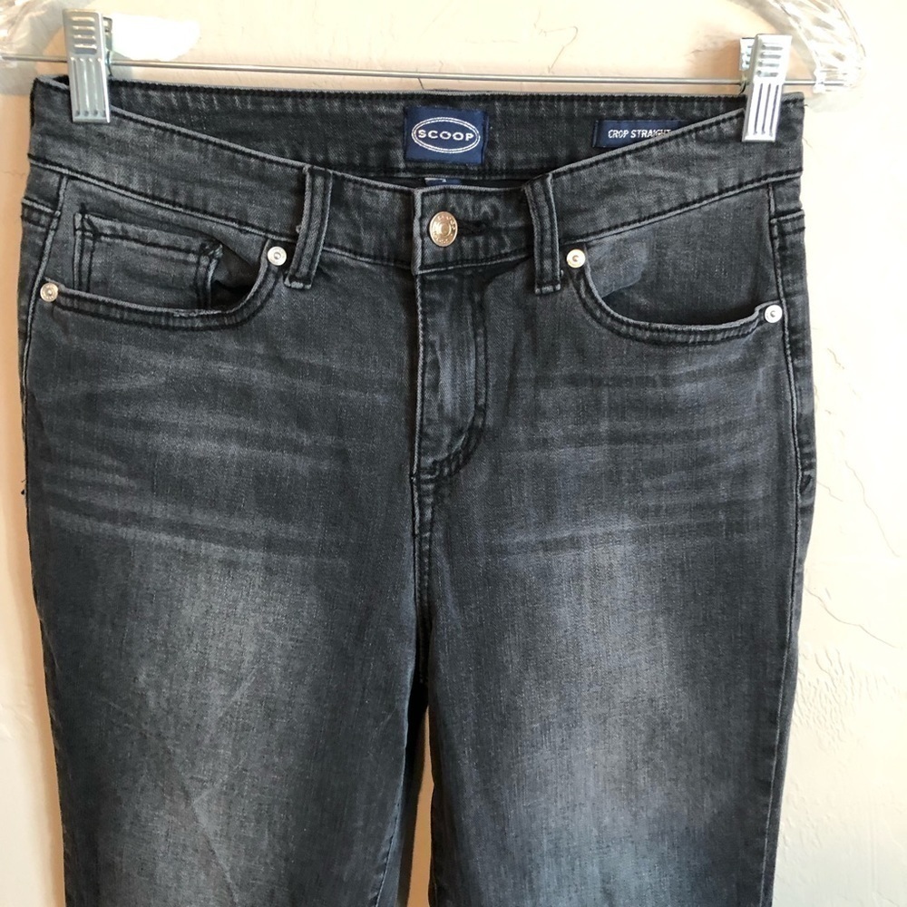 Scoop Faded Black Crop Straight Denim Jeans - Picture 4 of 9